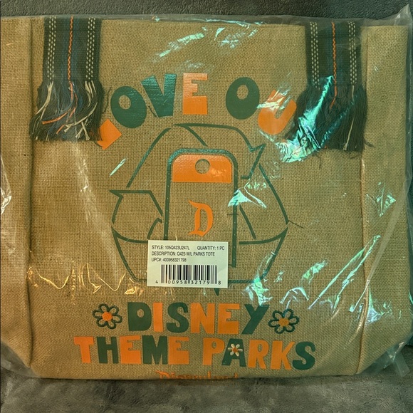 Disneyland Eco-Friendly Tote with Orange and Green Accents NWT - Picture 1 of 3